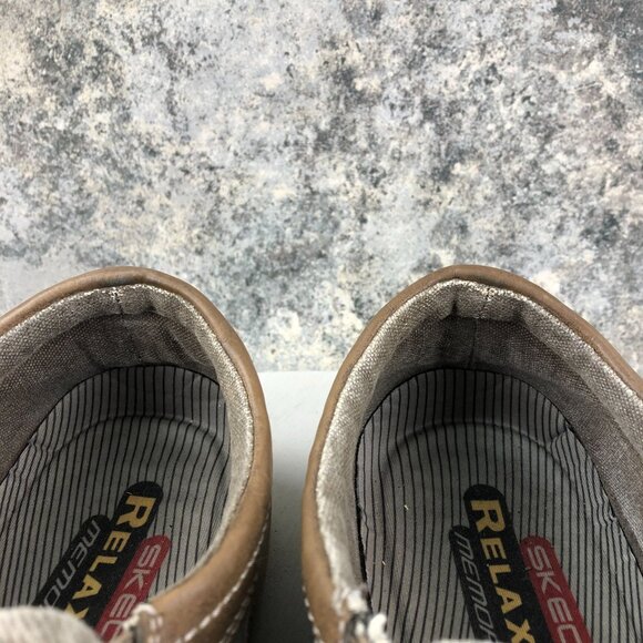 Skechers Men's Size 13 Landen Steller Grey Leather Textile Slip On Loafers 64355 - Picture 4 of 13